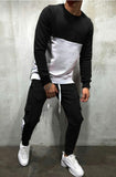 Color Block Crew Collar Sweatshirt & Drawcord Pants Set for Men
