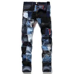 Men's 248 Patchwork Ripped Embroidered Stretch Denim