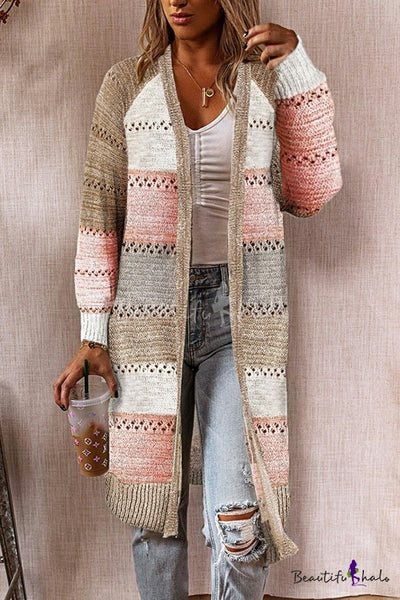 Elegant Ladies Color Block Cardigan