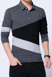 Men's Long Sleeve Colorblock Fitted Polo Shirt
