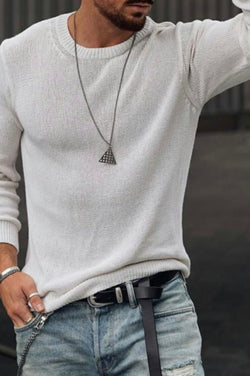 Mens Long-Sleeved Knitted Pullover Sweater